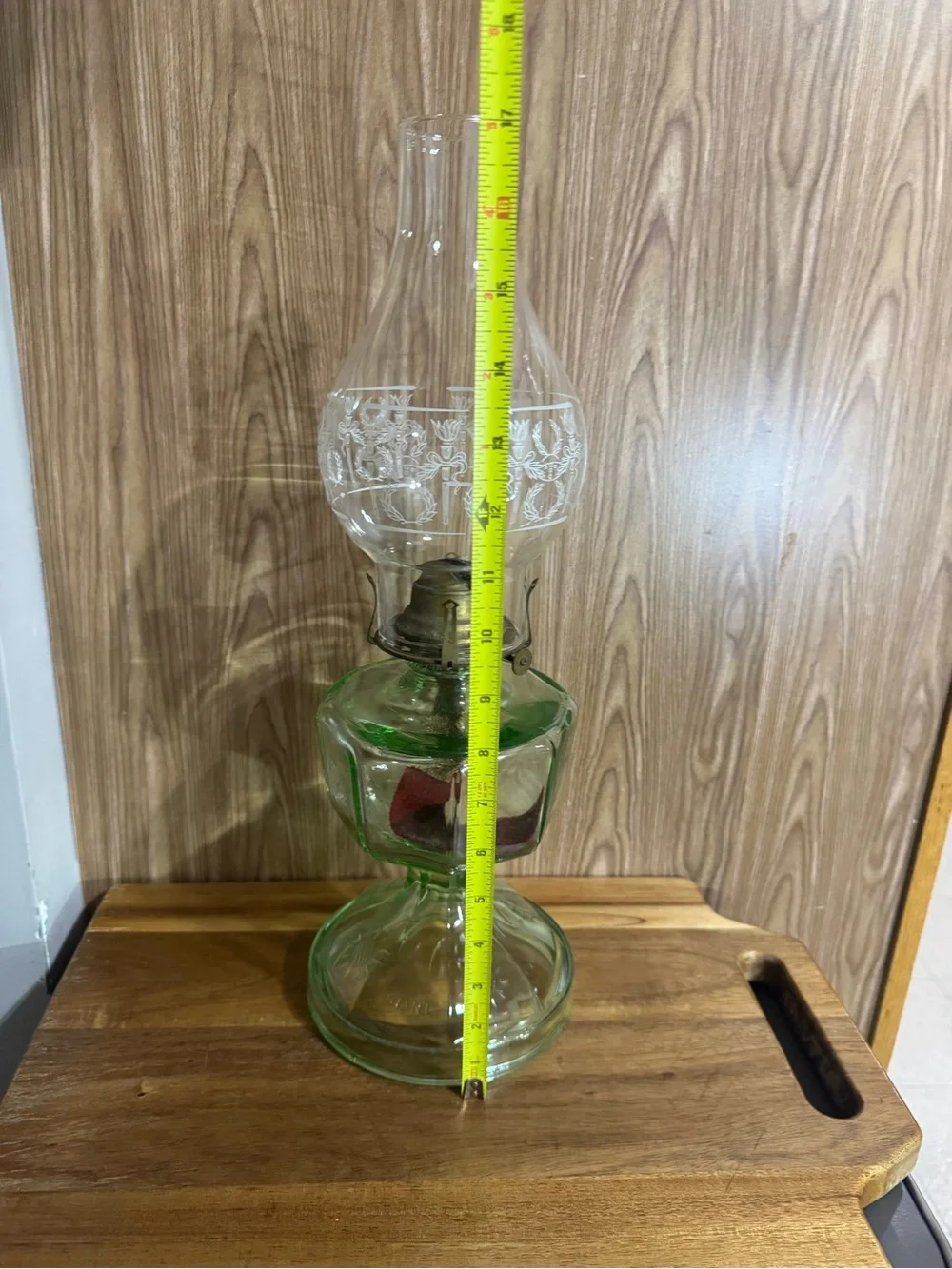 Vintage-Inspired Green Glass Lantern - Home Accents